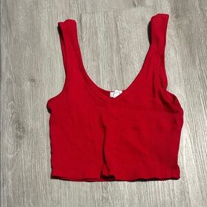 Garage Red Ribbed Tank Top